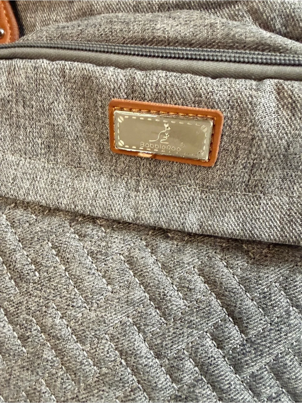 3/$50 BabbleRoo Gray Quilted Diaper Bag Backpack Multi Pocket Waterproof Baby